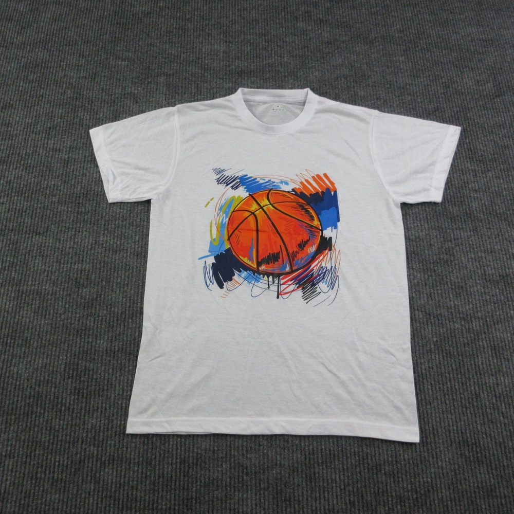 xxxxxxxBasketball Graphic Shirt Mens M White Cotton Crew Neck Jersey Graphic Tee
